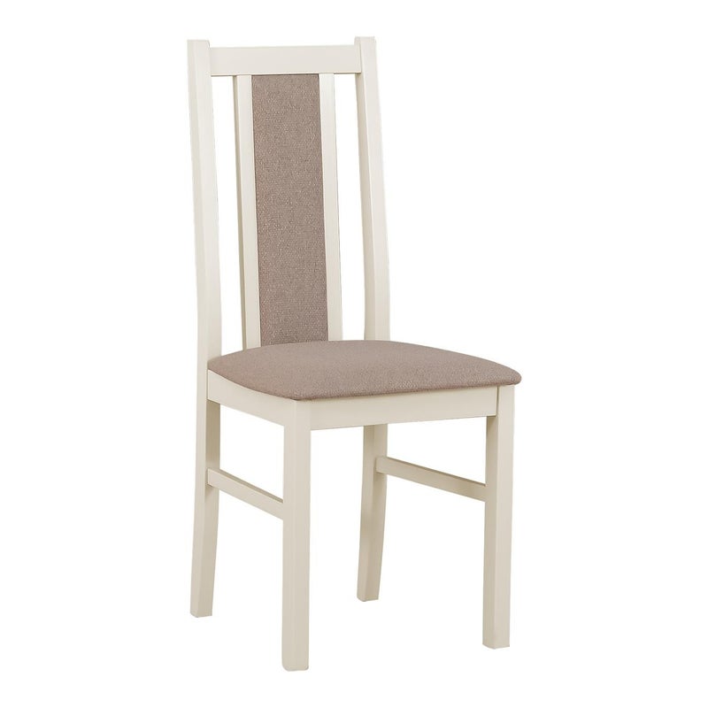 Kaszmirowe krzesło BOS 14 z tapicerowanym siedziskiem w jasnobrązowej tkaninie – elegancja i trwałość