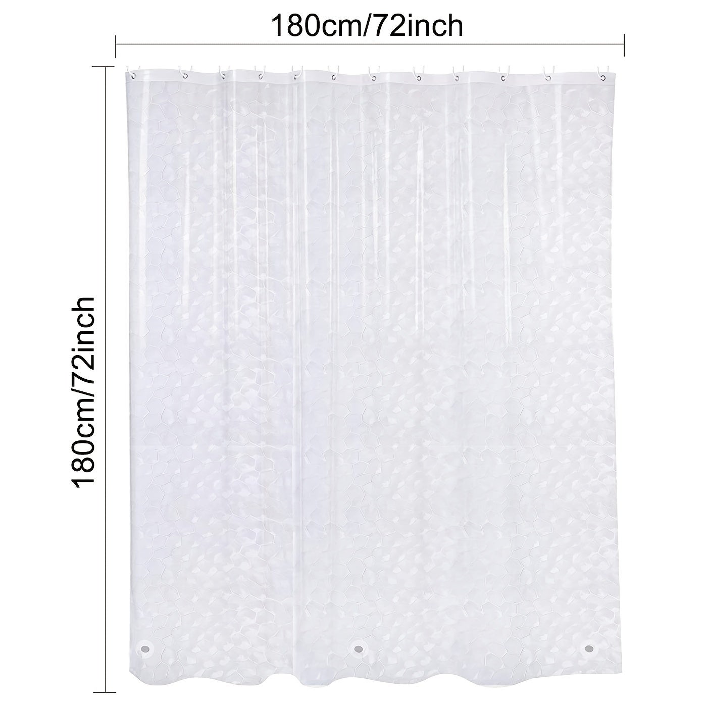 Rideaux de douche, rideau de douche 180 cm x 200 cm blanc motif semi-transparent en tissu PEVA rideau de douche de salle de bain avec crochets - 4