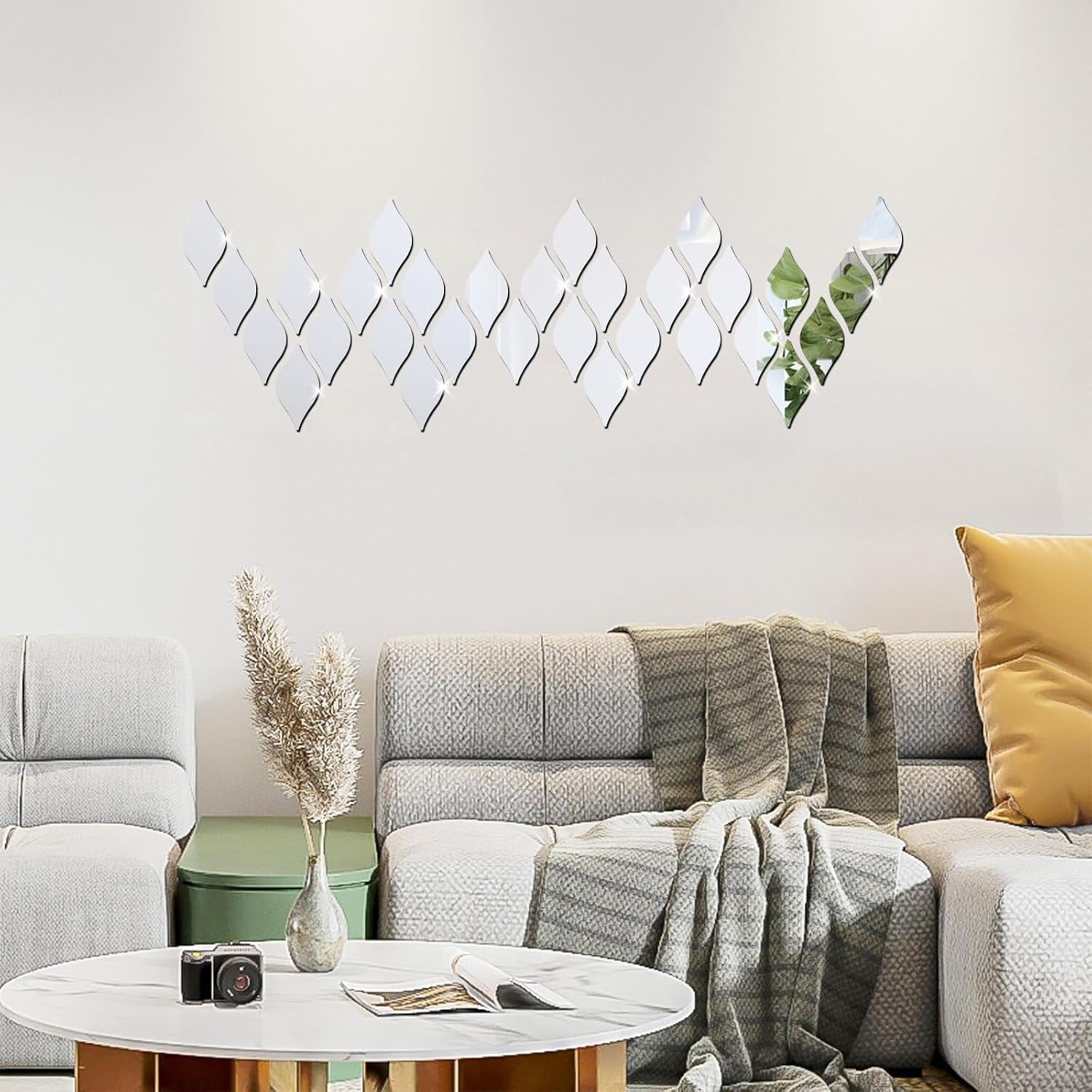 Miroir Stickers Muraux, Auto-Adhésif DIY Art Miroir Stickers (Argent