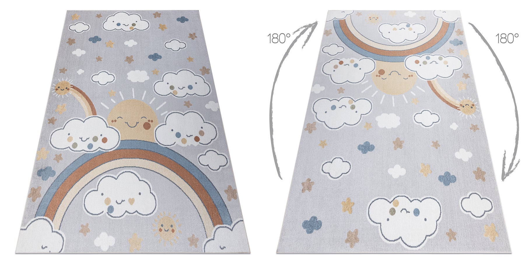 Tappeto BONO 8437 Nuvole, cielo, grigio chiaro / crema 80x150 cm - 2