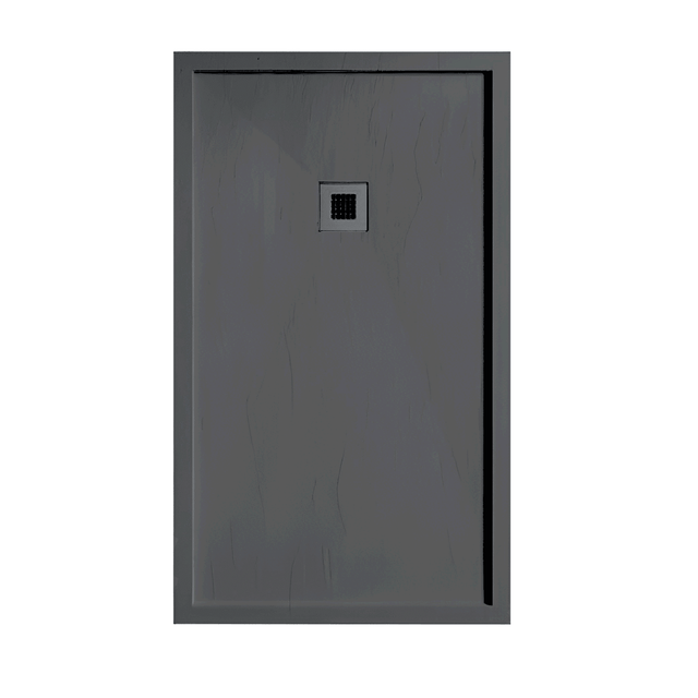 Receveur de douche 90 x 90 cm extra plat anthracite en résine minérale SARIN Acier inoxydable
