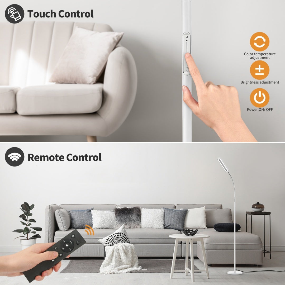 Lampadaire Dimmable LED|Lampadaire Blanc 12W avec télécommande 1150LM,4 températures couleur,salon/chambre/ bureau/hôtel - 3