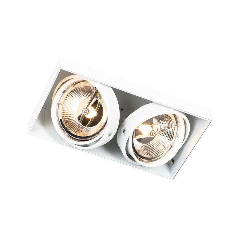 Set di 6 faretti da incasso bianchi GU10 AR111 senza bordi 2 luci - Oneon - 3