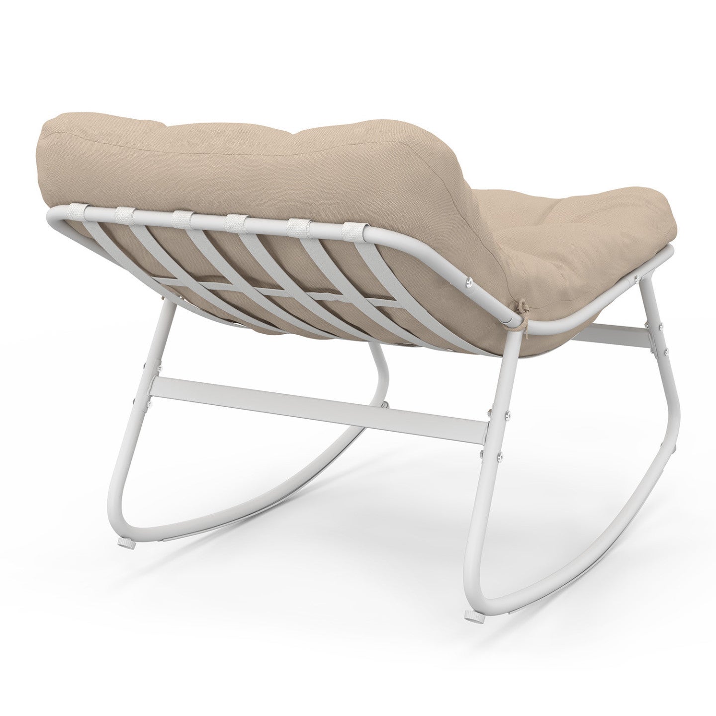 Lot de 2 fauteuils de jardin à bascule ARONA blanc coussin beige - 4
