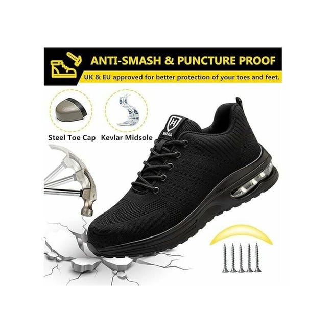 COOU Chaussures De Sécurité Montantes Légères – Embout Acier, Semelle Kevlar, Confort Toute La Journée