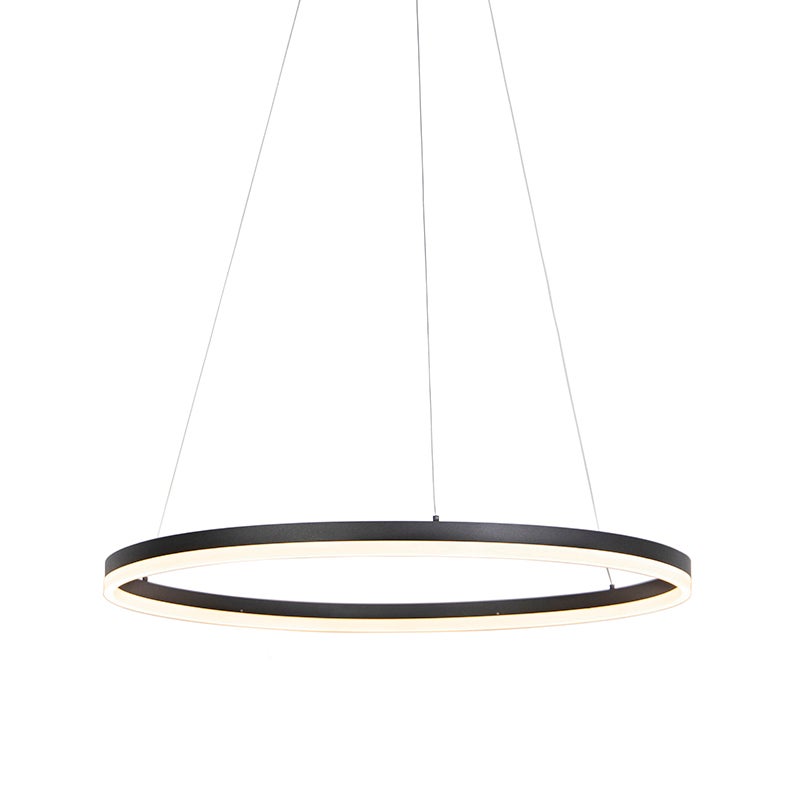 Designerska lampa wisząca czarna 80 cm z LED z 3-stopniową regulacją ściemniania - Anello