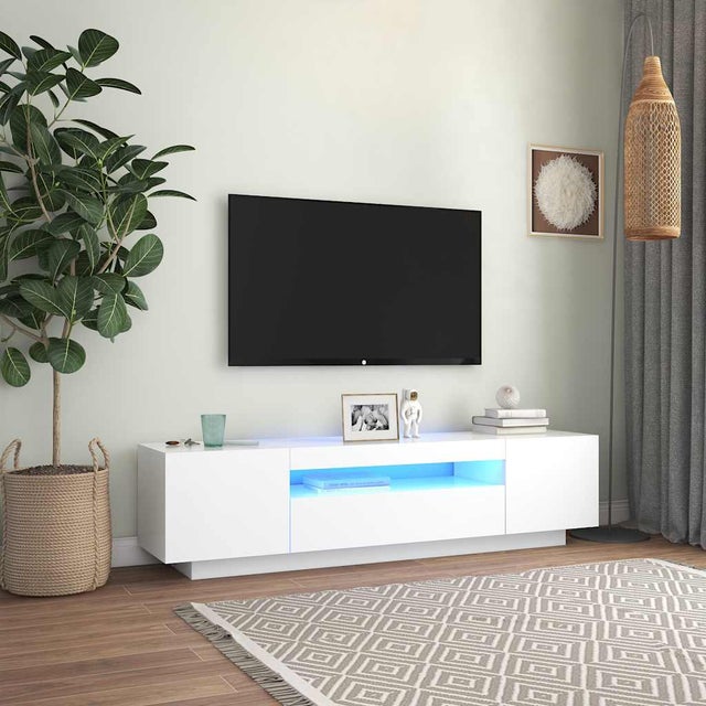 vidaXL Móvel de TV com luzes LED 160x35x40 cm branco