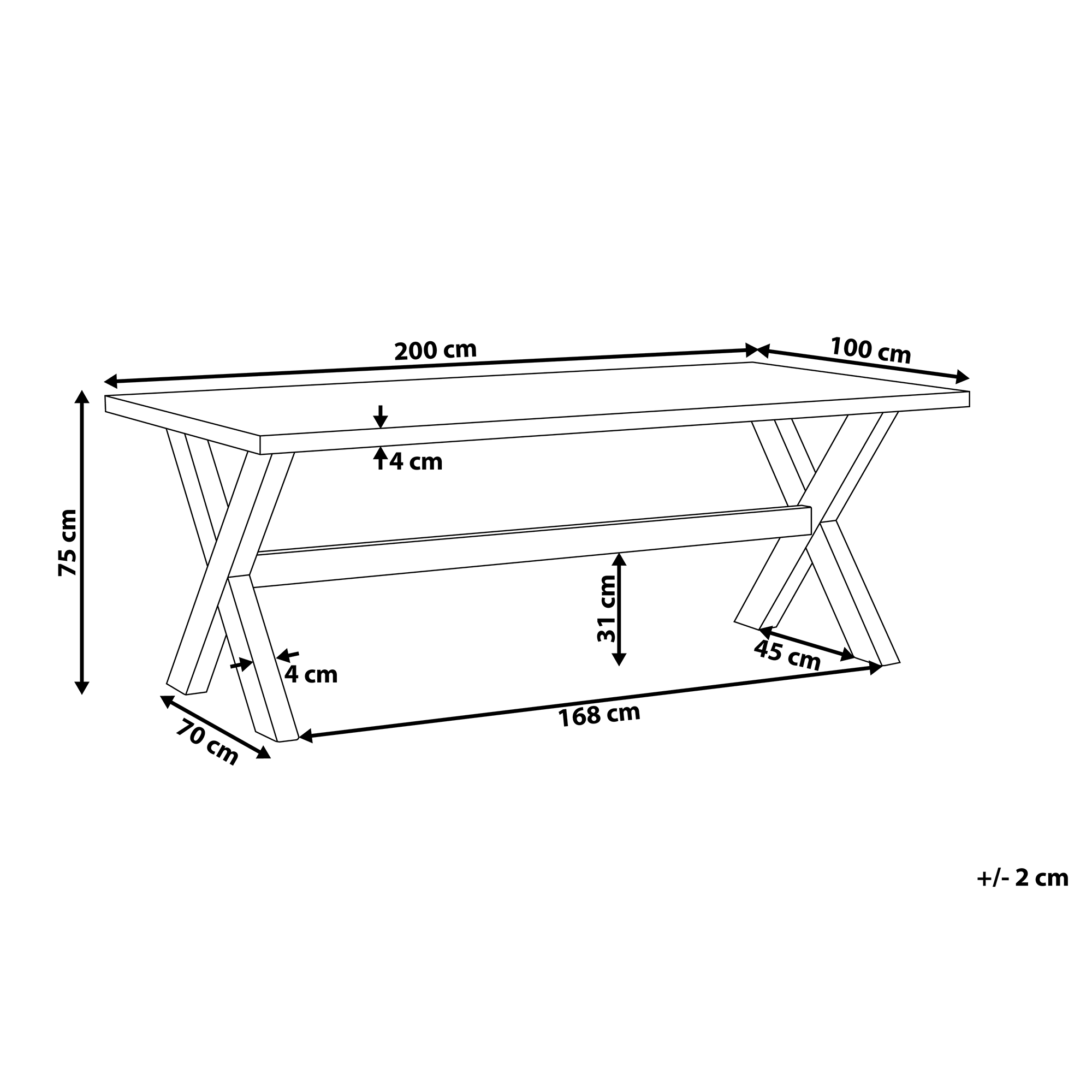 Table de salle à manger de jardin OLBIA 200 cm 100 cm Béton Gris - 3