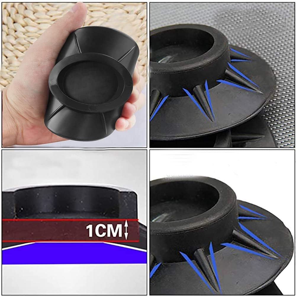 Tapis pour machine à laver - Lot de 4 pieds anti-vibrations, patins en caoutchouc anti-vibrations et amortisseurs - Convient aux sèche-linge - Noir - 3