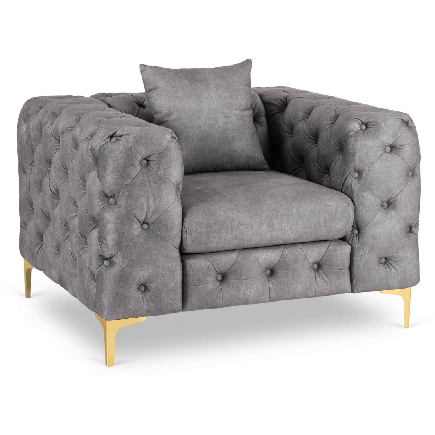 Fotel Wypoczynkowy SORRENTO 1S Szary Welurowy Nowoczesny Glamour