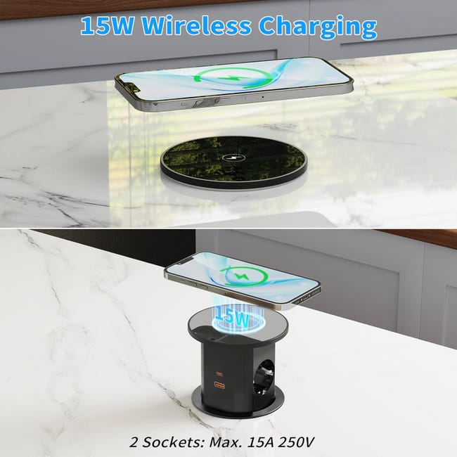 Prise électrique standard européenne avec charge sans fil 15 W ...