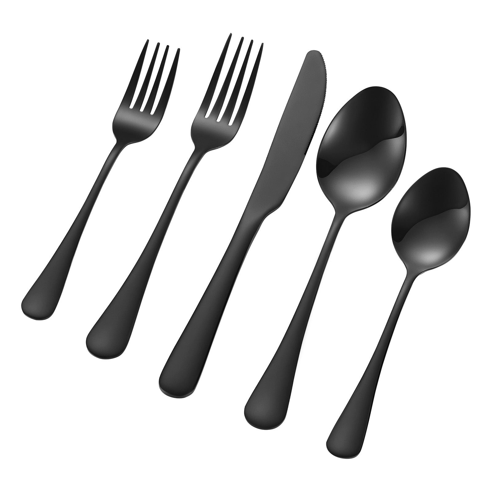 Set Posate 30 Pezzi,VEVOR Posate Acciaio Inox Alimentare,Finitura Lucida,Lavabile in Lavastoviglie,Coltello,Forchetta,per Cucina e Casa,Nero - 9