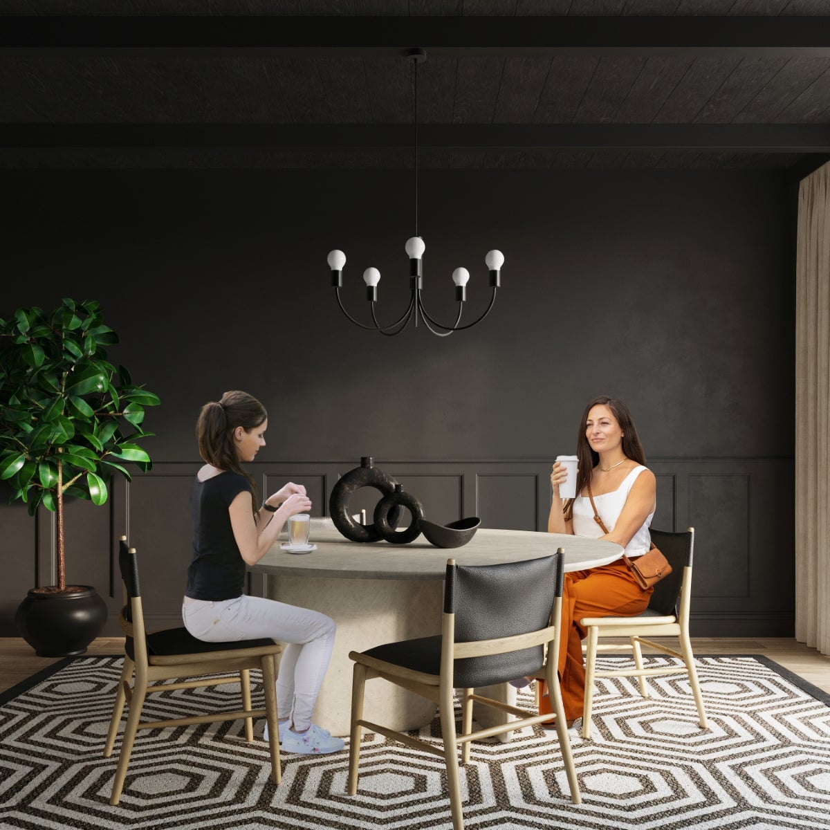 Żyrandol MINIMO 5 czarny LED 4000K - 45x45x100cm Sollux - 5