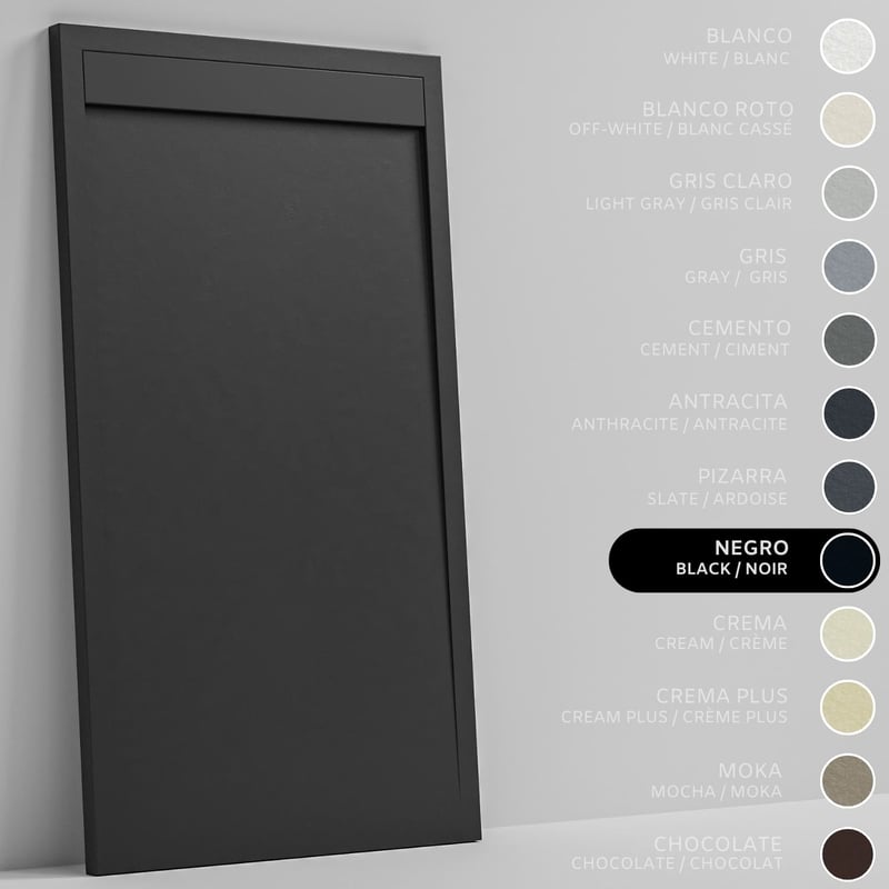 SOULHOME Brodzik prysznicowy– Żywica– Gel Coat– Gładka/Kamienna tekstura – Antypoślizgowy – czarny- 190X70- Niski 3cm– Minimalistyczny