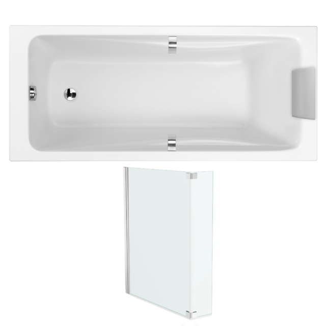 Pack baignoire droite 180 X 90 JACOB DELAFON Odéon up + pare bain 2 volets chromé