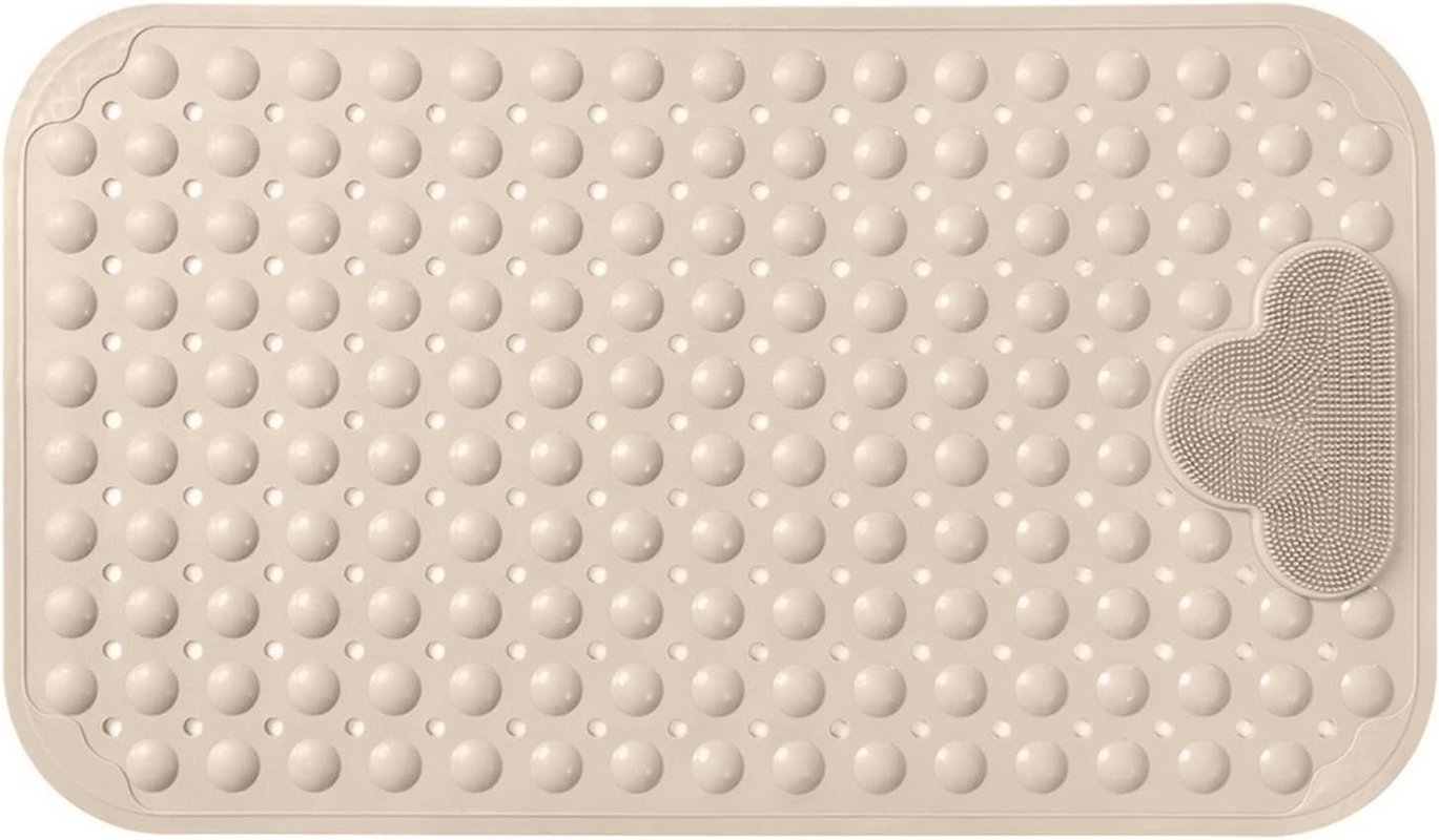 Mata prysznicowa antypoślizgowa 106 x 66 cm z przyssawkami – wygodna, masująca, nadająca się do prania w pralce – khaki