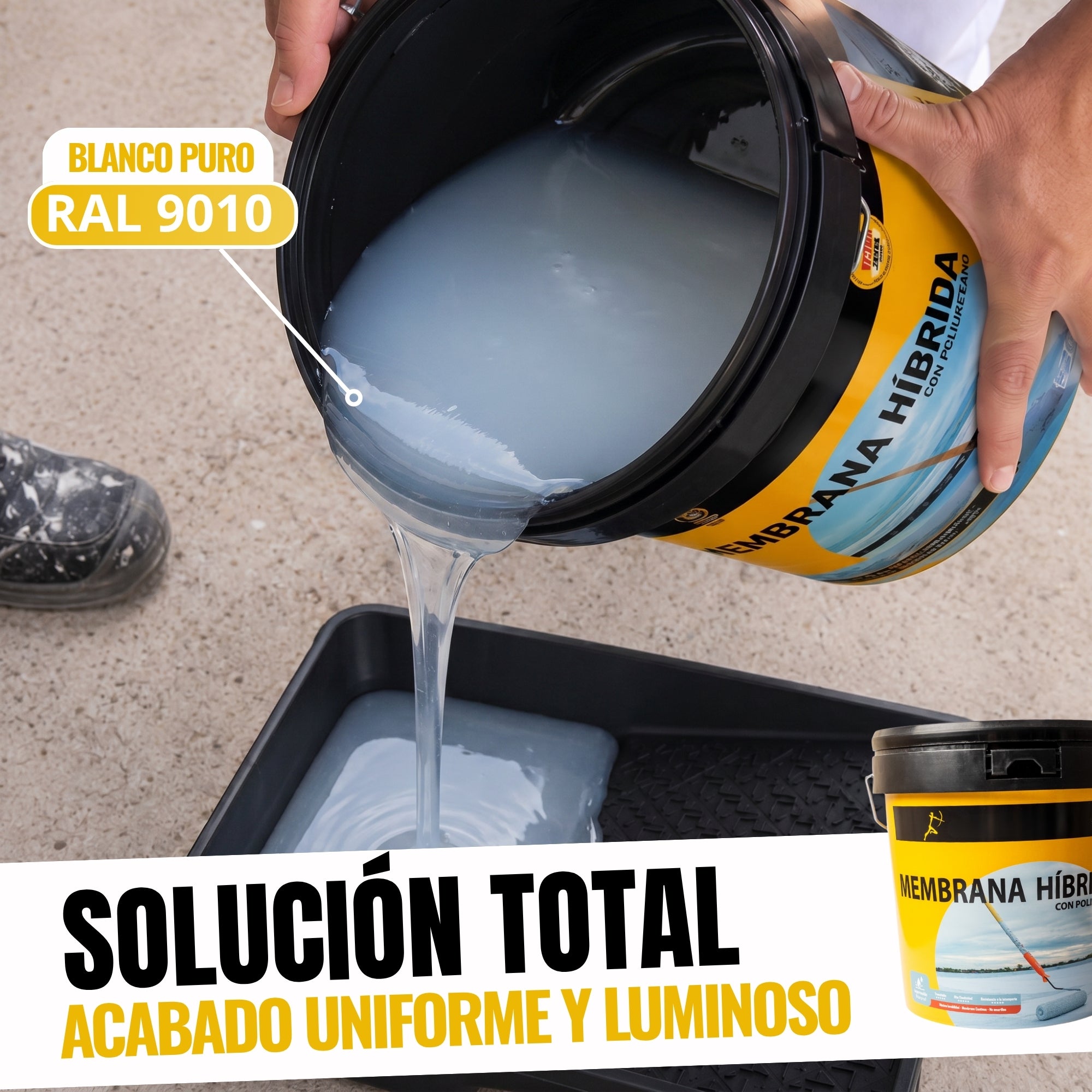 (Transparente, 14L) Revestimento Impermeabilizante Híbrido Poliuretano | Tinta Impermeável para Terraços, Telhados e Exteriores | Contra Fugas - 7