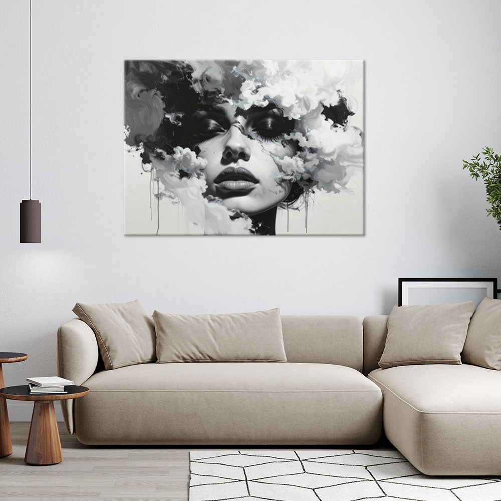 Minimalistyczny obraz, Kobieta w czerni i bieli 100x70 - 2