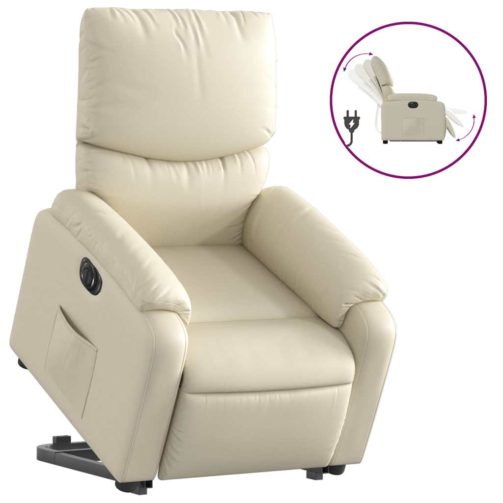 Fauteuil inclinable électrique crème similicuir - 2