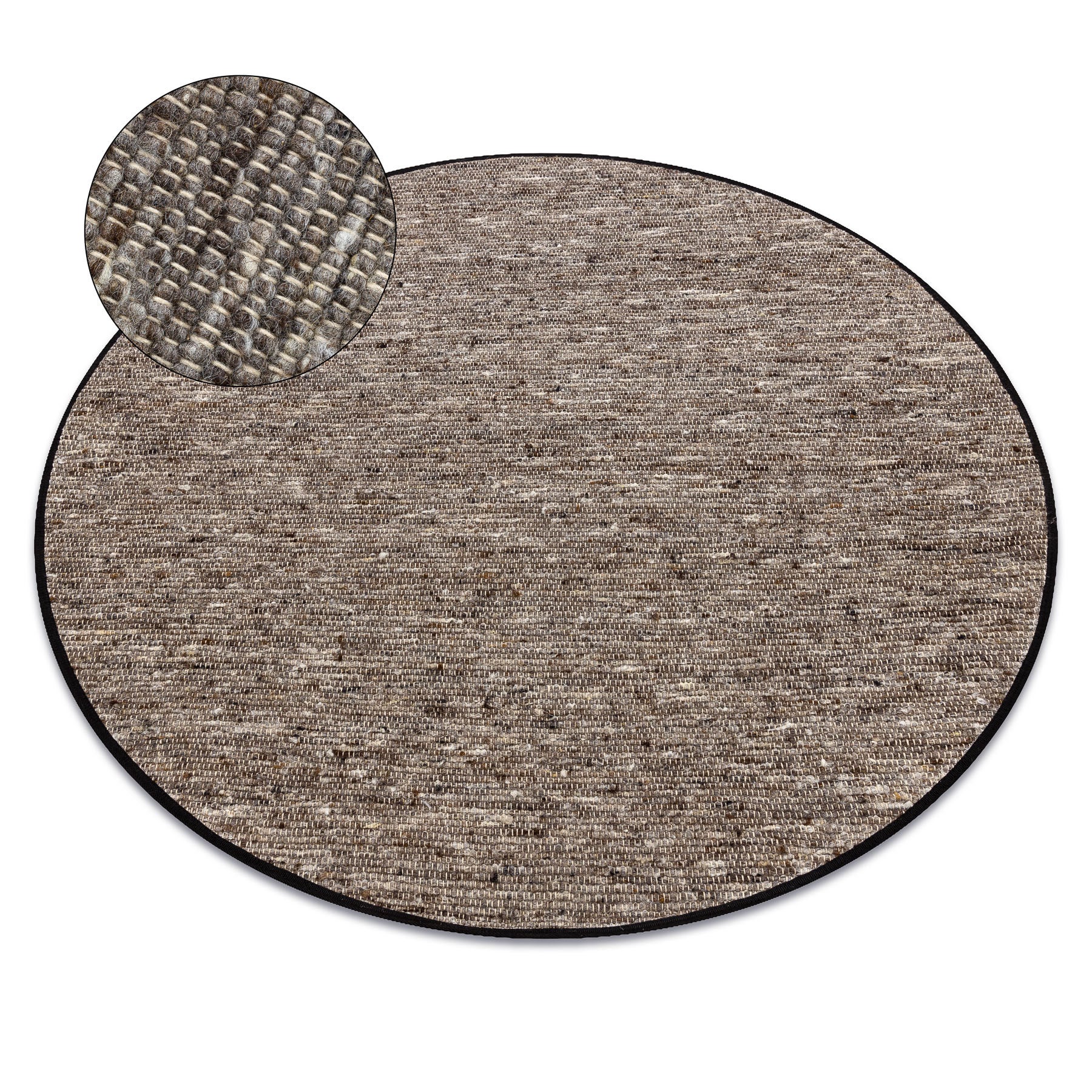Dywan NEPAL 2100 koło stone, szary - wełniany, dwustronny, naturalny koło 100 cm