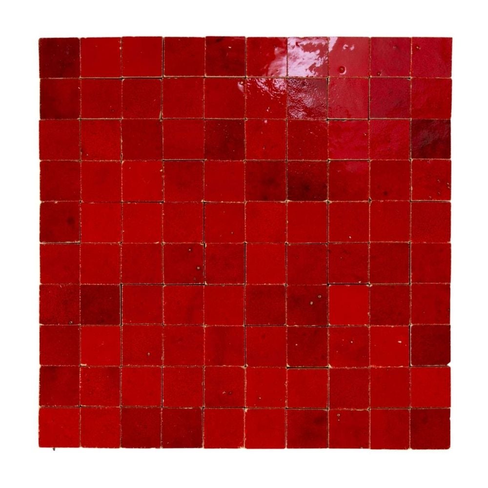 Mosaique Terre De Zellige X Cm Sur Plaque De X Cm Rouge