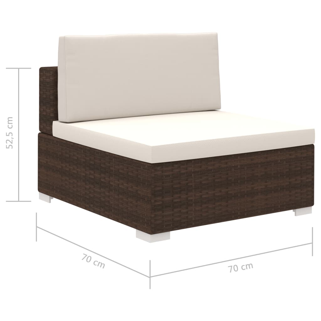 Set Divani da Giardino 8 pz con Cuscini in Polyrattan Marrone vidaXL - 7