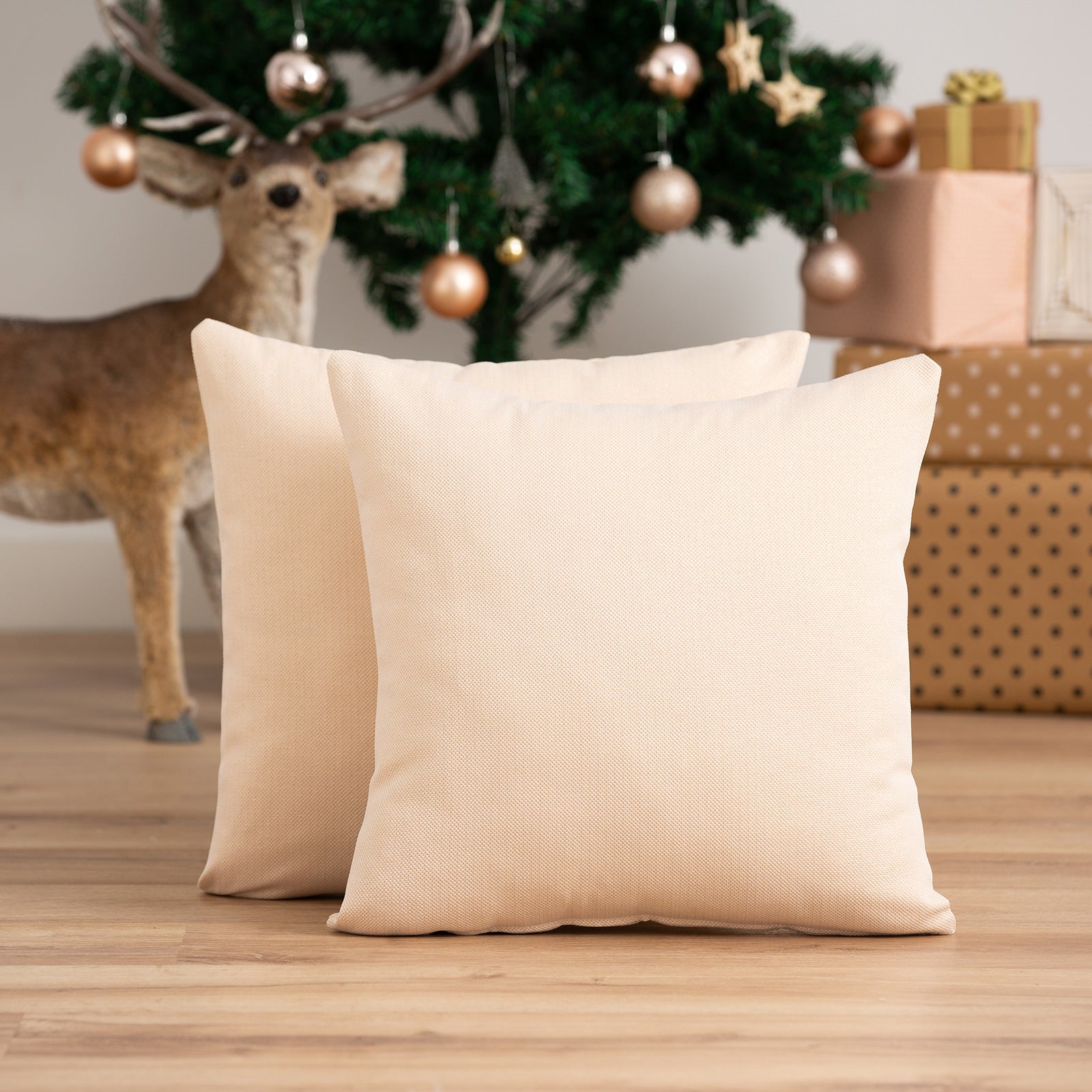 Set 2 federe per cuscino natalizi in cotone jacquard arancione e oro 45x45 cm - Lights - 2