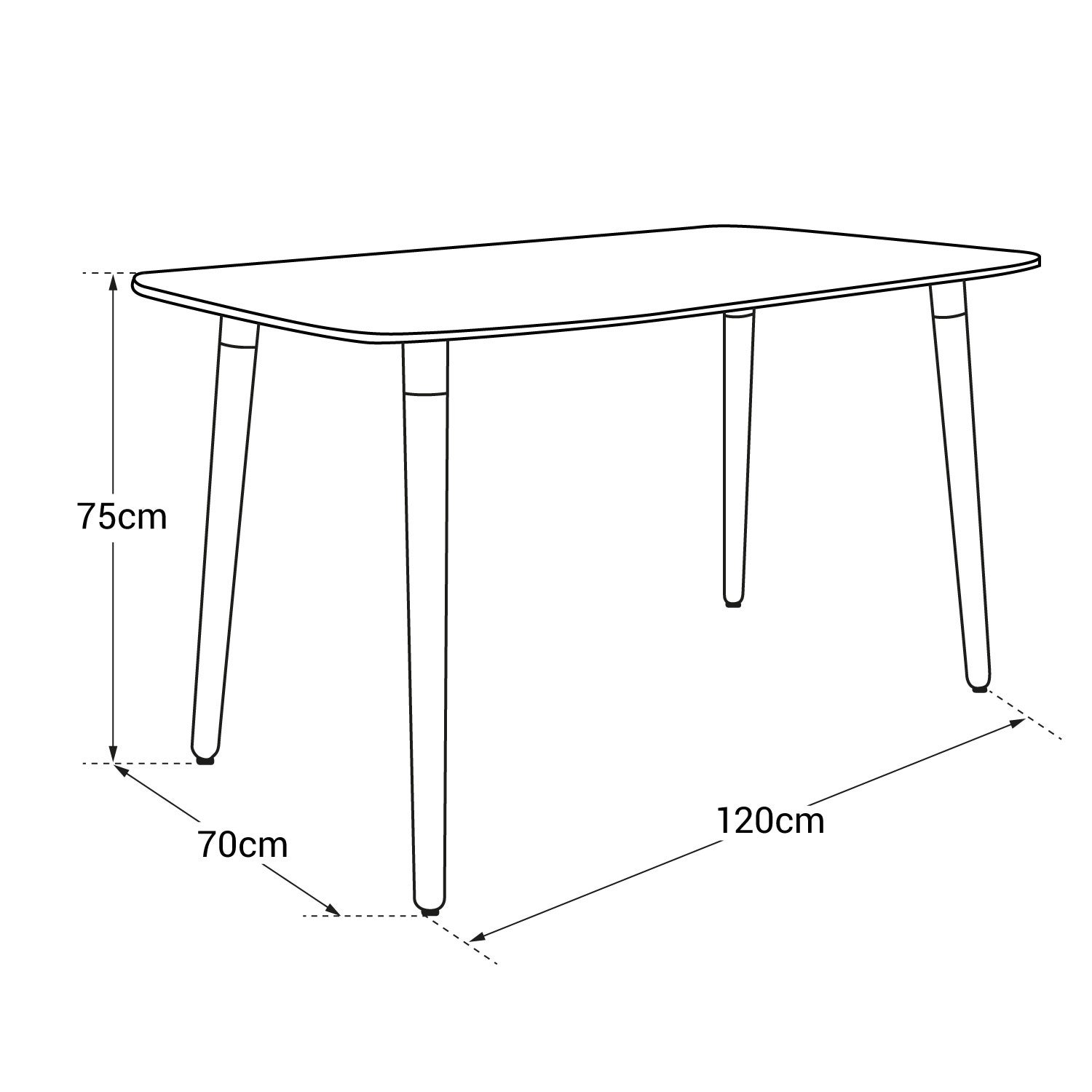 Table rectangulaire 120 × 70cm blanche PIA - 4