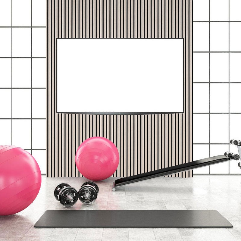 Panel de pared de MDF natural con acabado tipo listón. Panel acústico moderno en chapa de madera y fieltro, 120x60x2,1 cm, roble. - 8