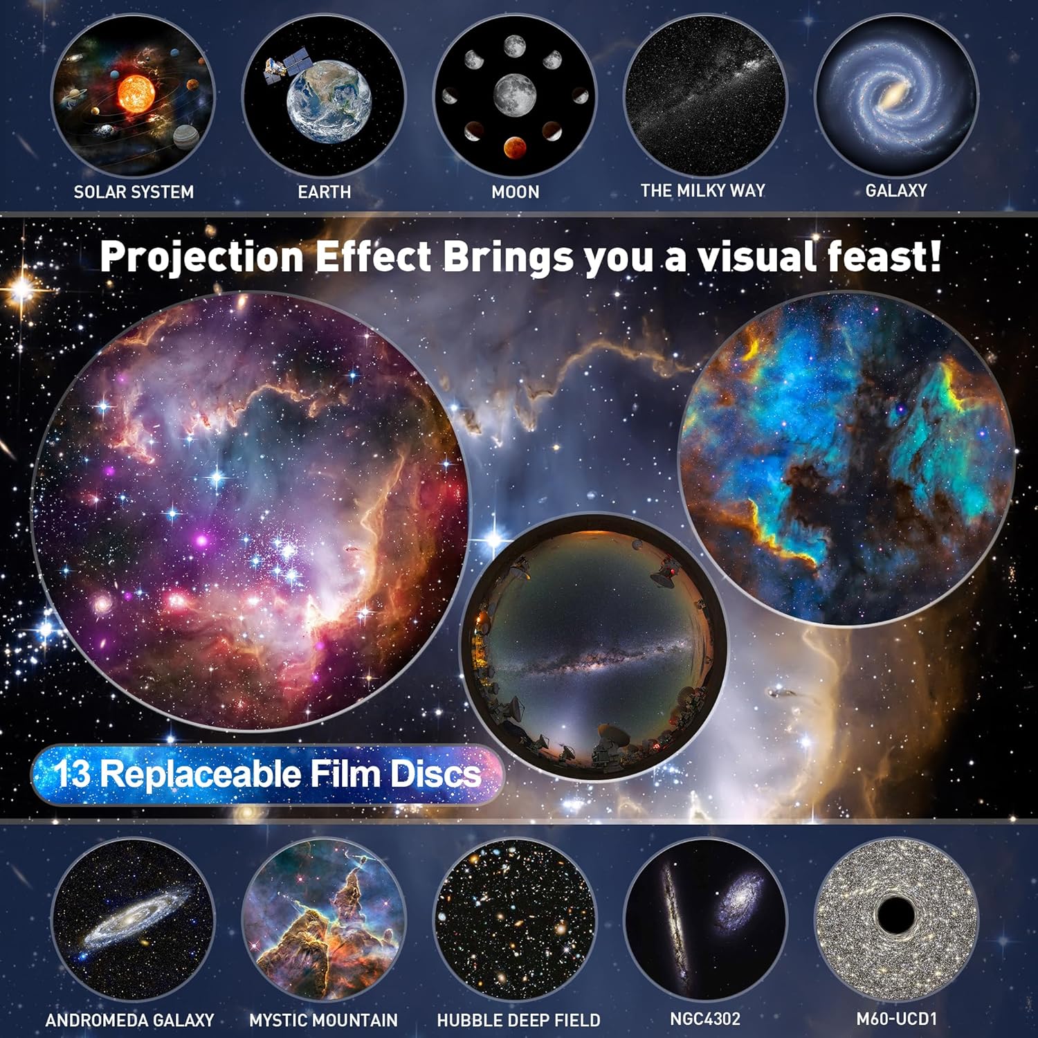 (Blanco y negro) Proyector de cielo estrellado para dormitorio con luz nocturna LED, adecuado para adultos, niños y adolescentes. - 2
