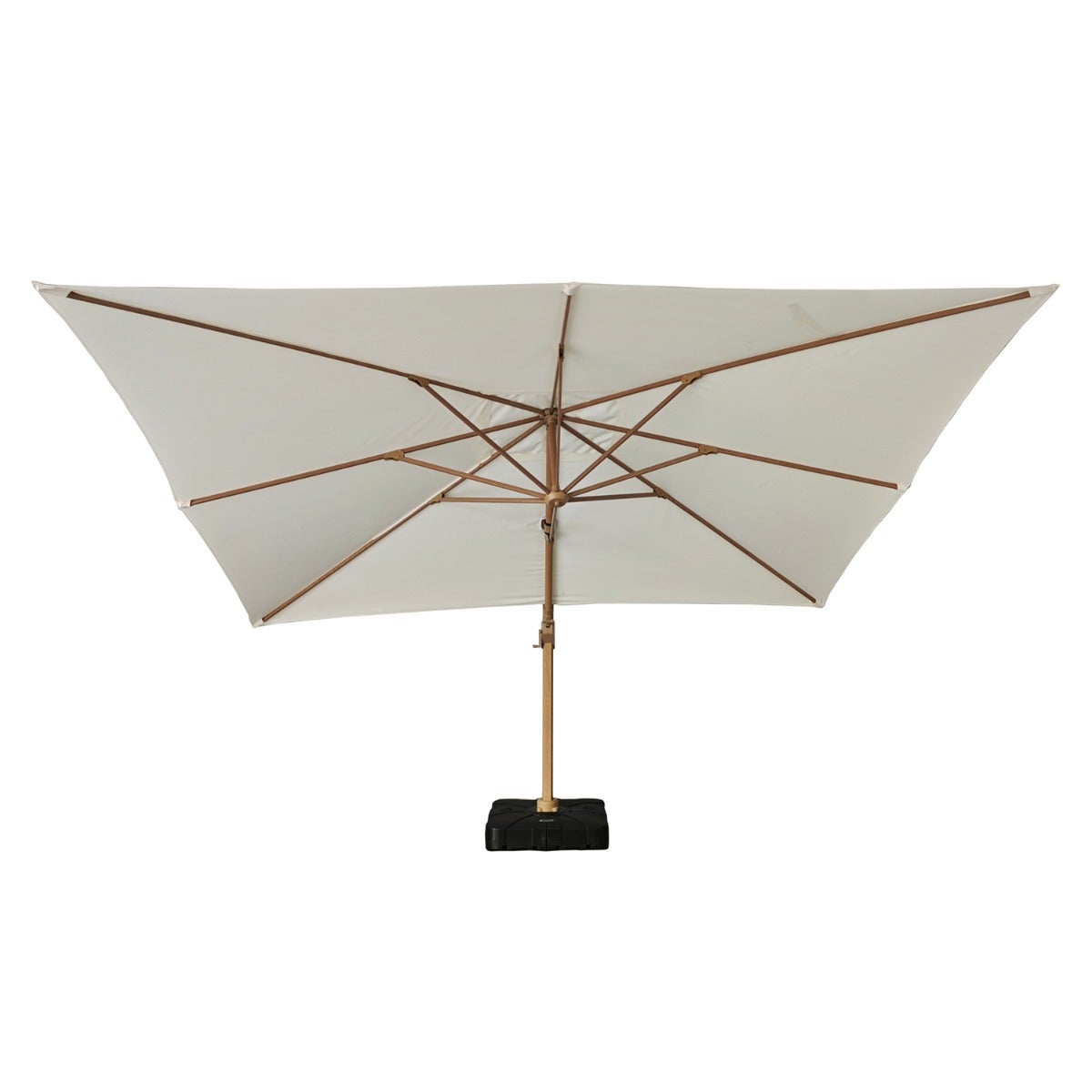 Parasol déporté rotatif 360° inclinable aluminium finition bois toile écrue 4x3 m Poseidon - 2