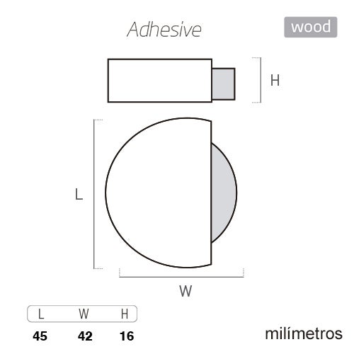 6 Un. Butée de porte adhésive en bois de hêtre naturel 45x42MM - 4