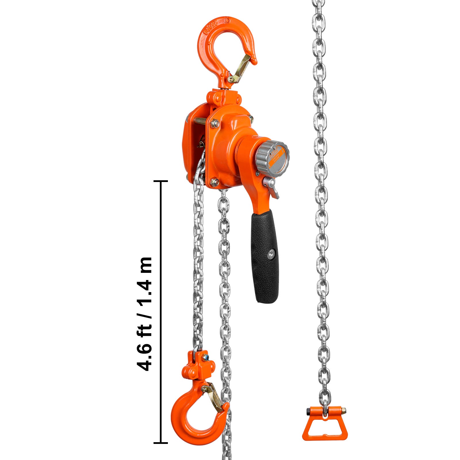 Palan à Levier Manuel 1 Tonne - Chaîne Acier G80 De 3 M - Frein Double Cliquet - Crochets 360° - Levage Industriel
