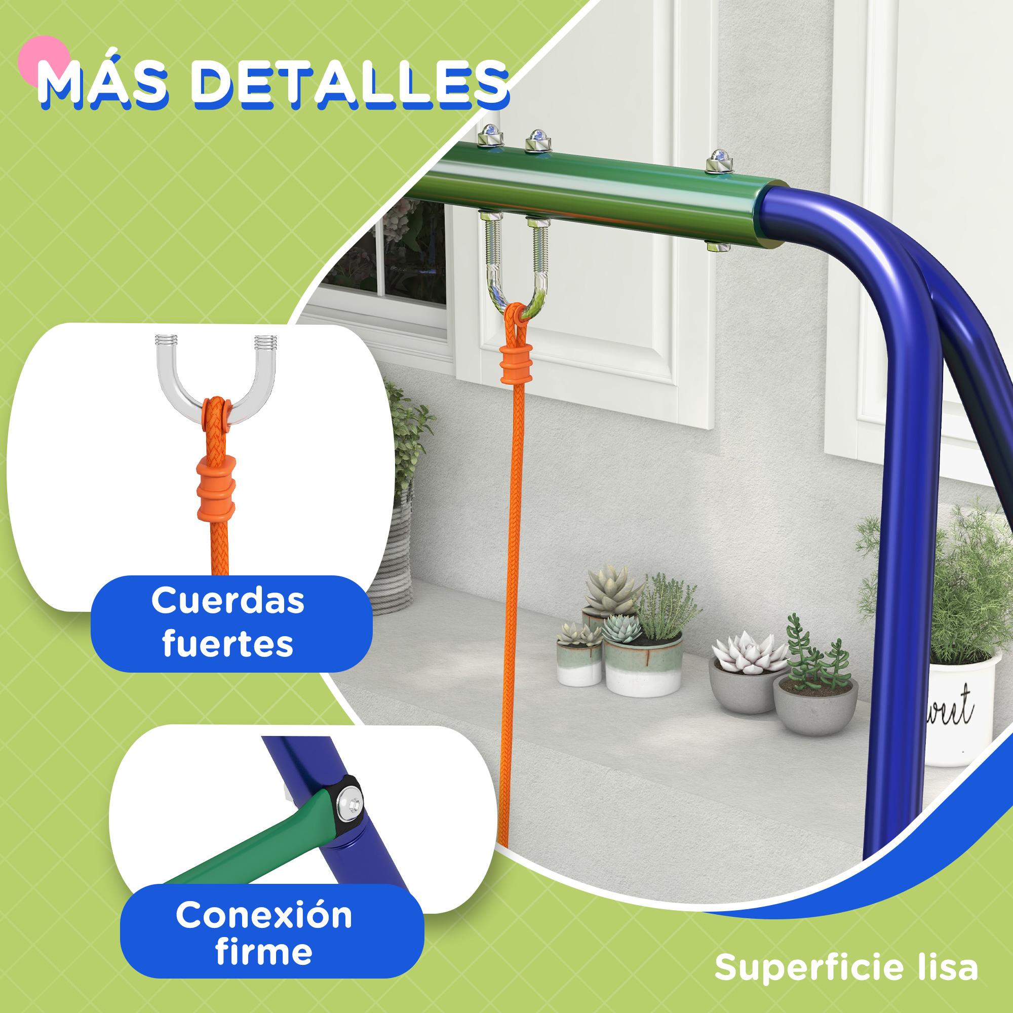 Conjunto Baloiços Outsunny Aço e polipropileno Multicor 269x160x180 cm - 6