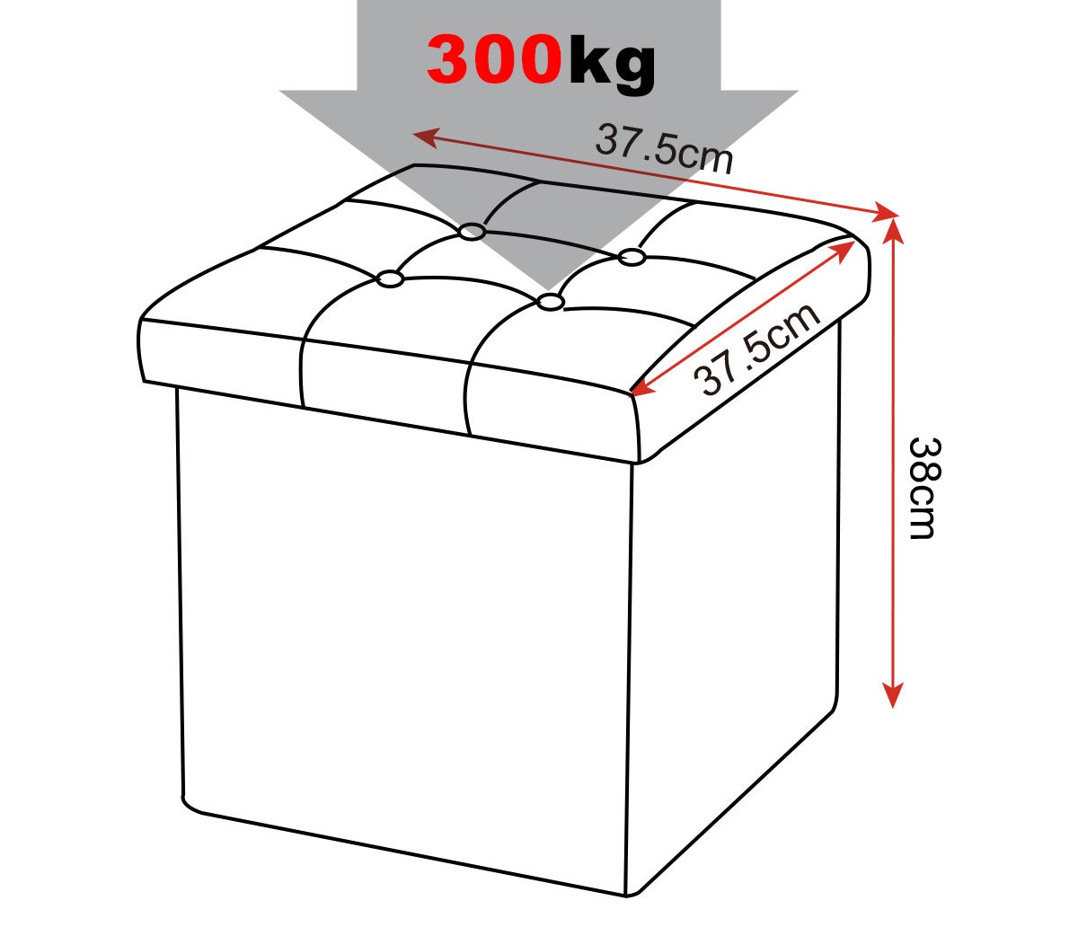 WOLTU Tabouret pouf coffre Boîte de rangement repose-pied cube，siège pliable，gagner de l'espace 37，5x37，5x38cm，Crème Blanc - 4