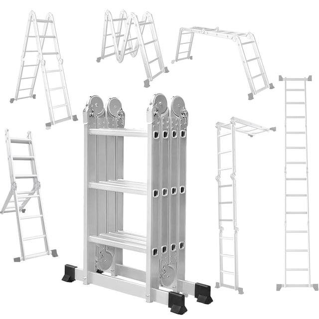 Échelle Multifonctions BM TOOLS BMT-4X3-MULTI en ALU, 4x3 marches - 3,55 m de Long. / Pliable - jusqu'à 150 kg - articulée