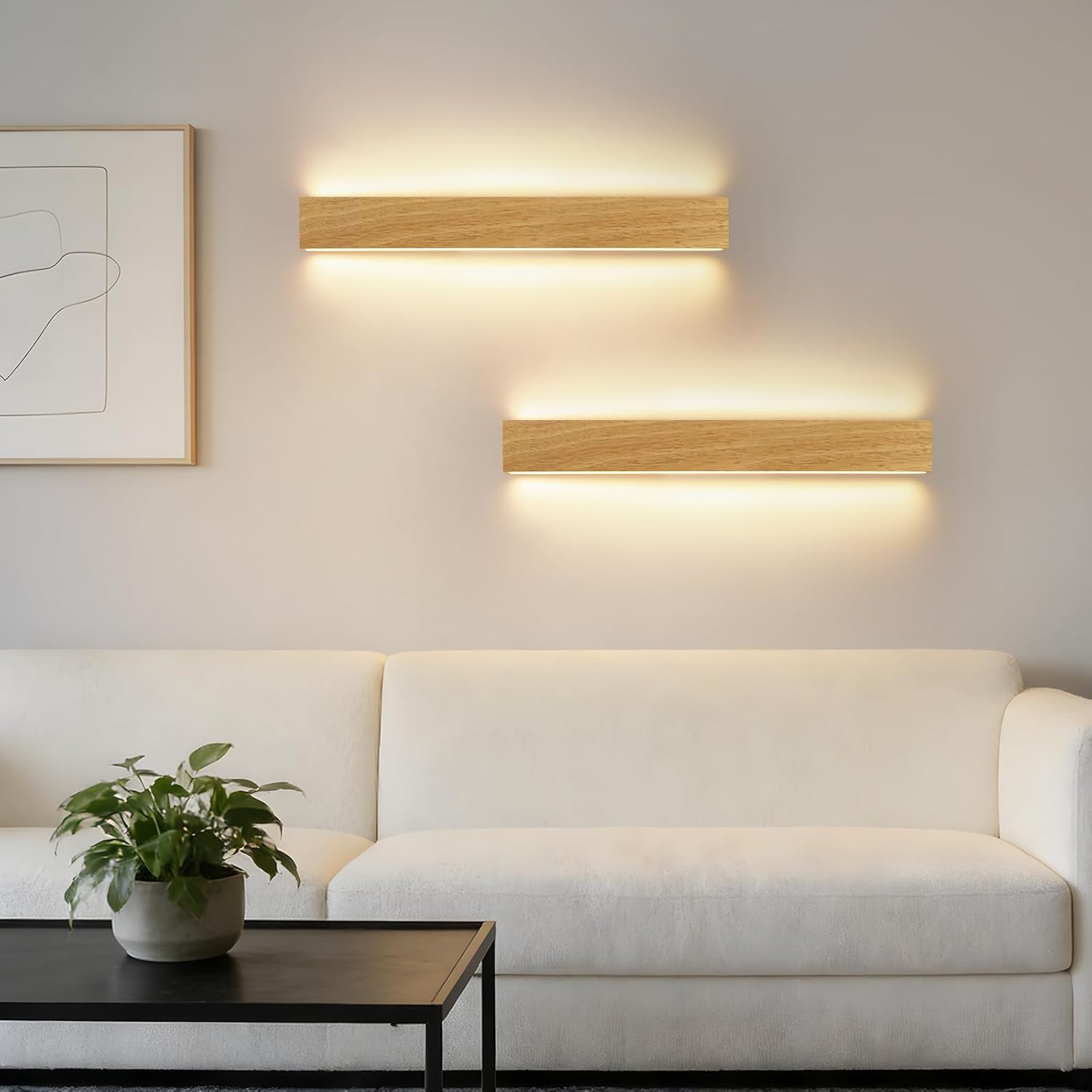 NETTLIFE Applique LED 52cm Legno Moderna, Design Su e Giù 17W Bianco Caldo 3000K, Luce Indiretta per Soggiorno Camera da Letto Corridoio Scale - 8