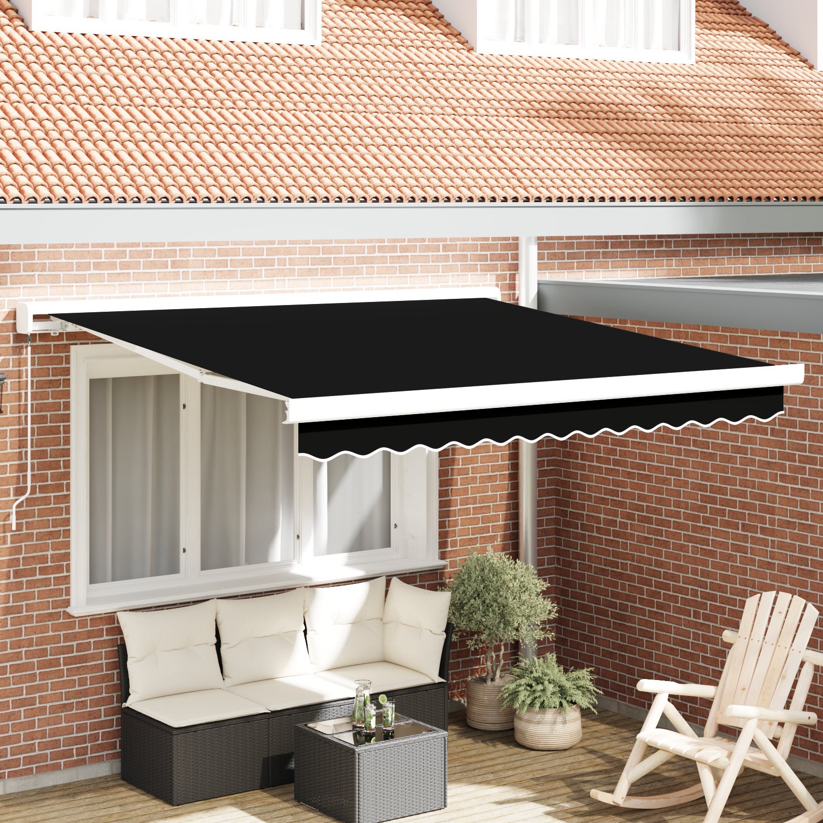 Markiza zwijana Czarny 300 x 250 cm Tkanina i Metal vidaXL