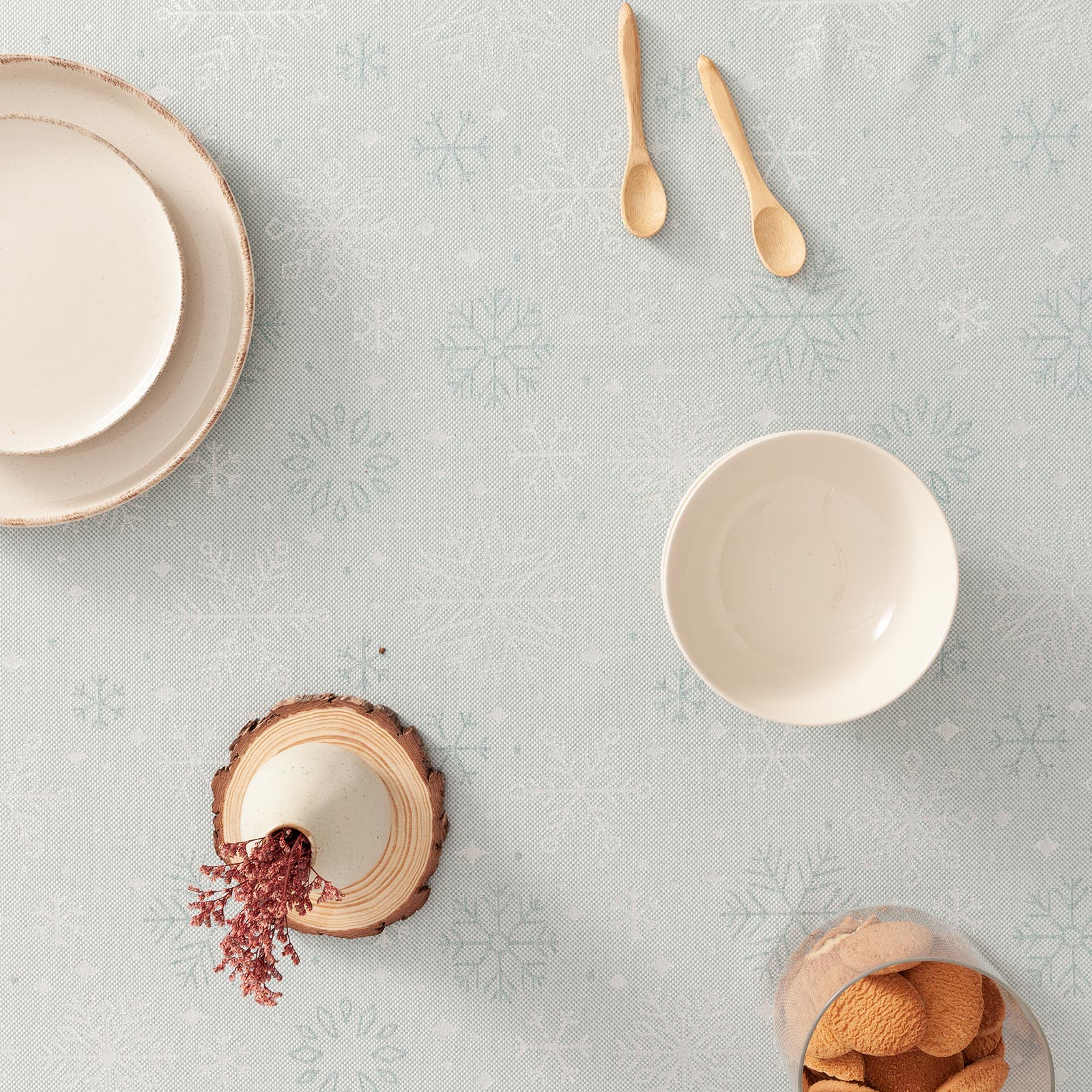 Runner da tavola natalizio in cotone jacquard acqua e argento 45x135 cm - Sparkle - 2