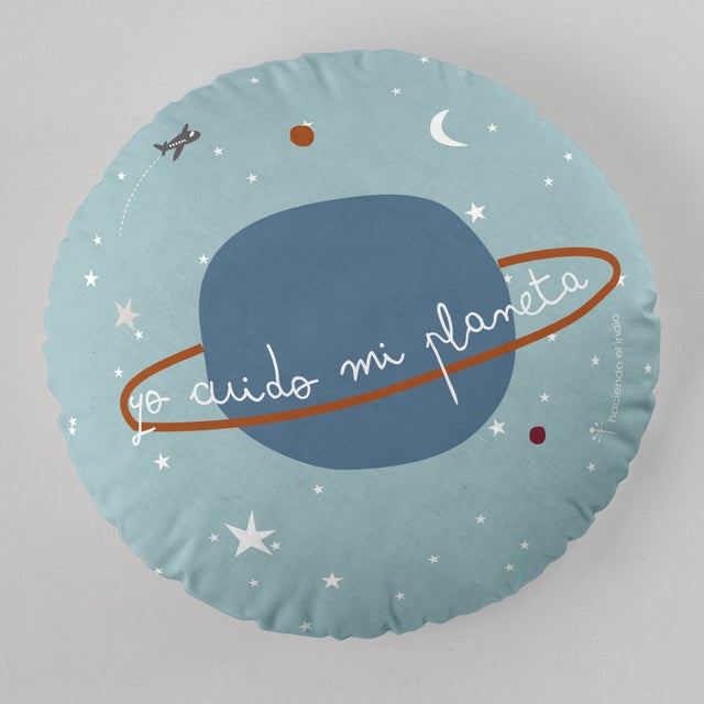 Haciendo el Indio - Coussin rond avec rembourrage non amovible - Enfant - 40 cm de diamètre - Planeta