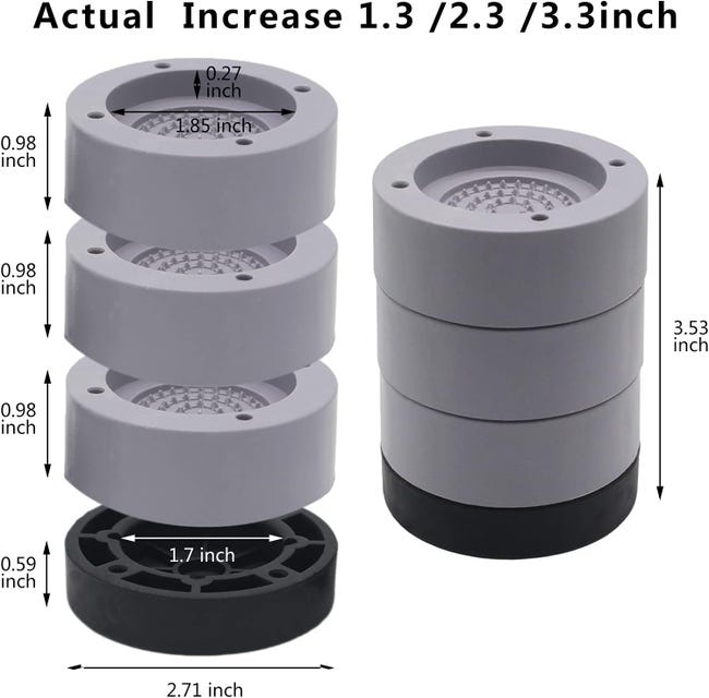 4 Piedini Autoadesivi Per Mobili 3cm - Rialzo Antiscivolo In Acciaio, 6x6cm, Nero - Foto 7