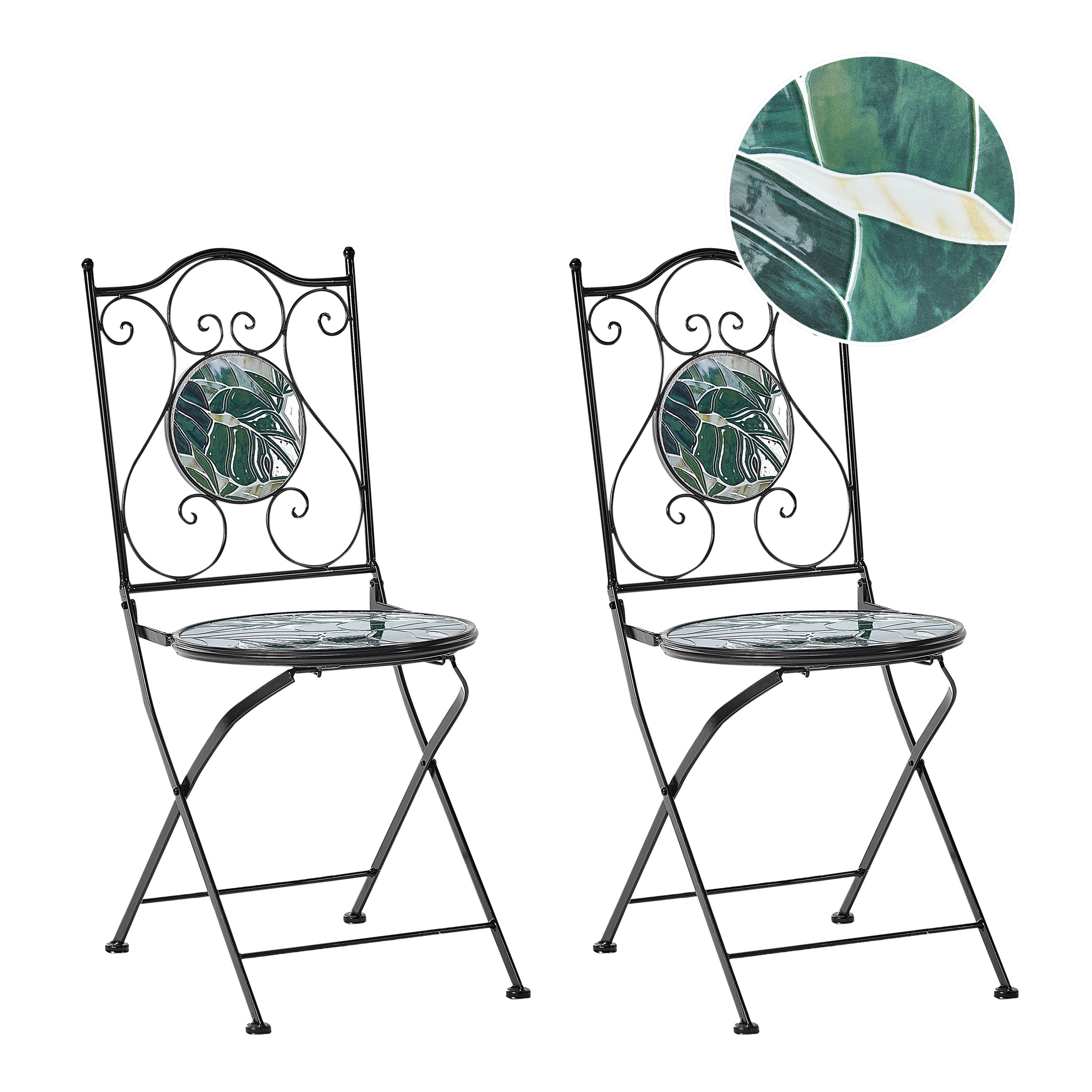 Set de 2 scaune de grădină COZZANA Metal Negru 2buc