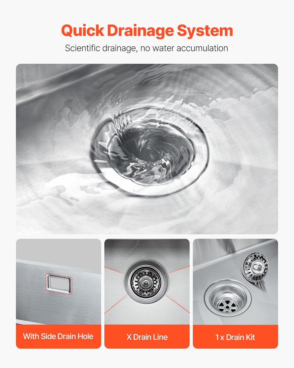 Pia Cozinha 50 cm,VEVOR Sob a Bancada,Inox 304,Cuba Simples,Acessórios,Lava-Louças,Motorhome,Cozinha Preparação,Lavanderia - 5