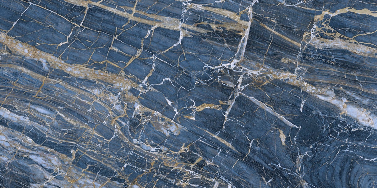 Carrelage sol et mur effet marbre brillant Hotel luxe bleu poli 60x120 cm - Réflex Boutique - 7