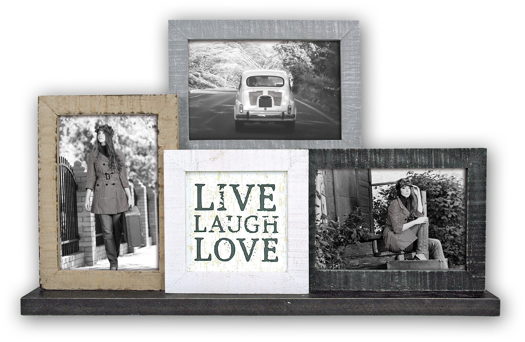 Zep s.r.l. ty480 - cornice multipla in legno, 4 foto, motivo: gesù, beige/grigio/nero/bianco