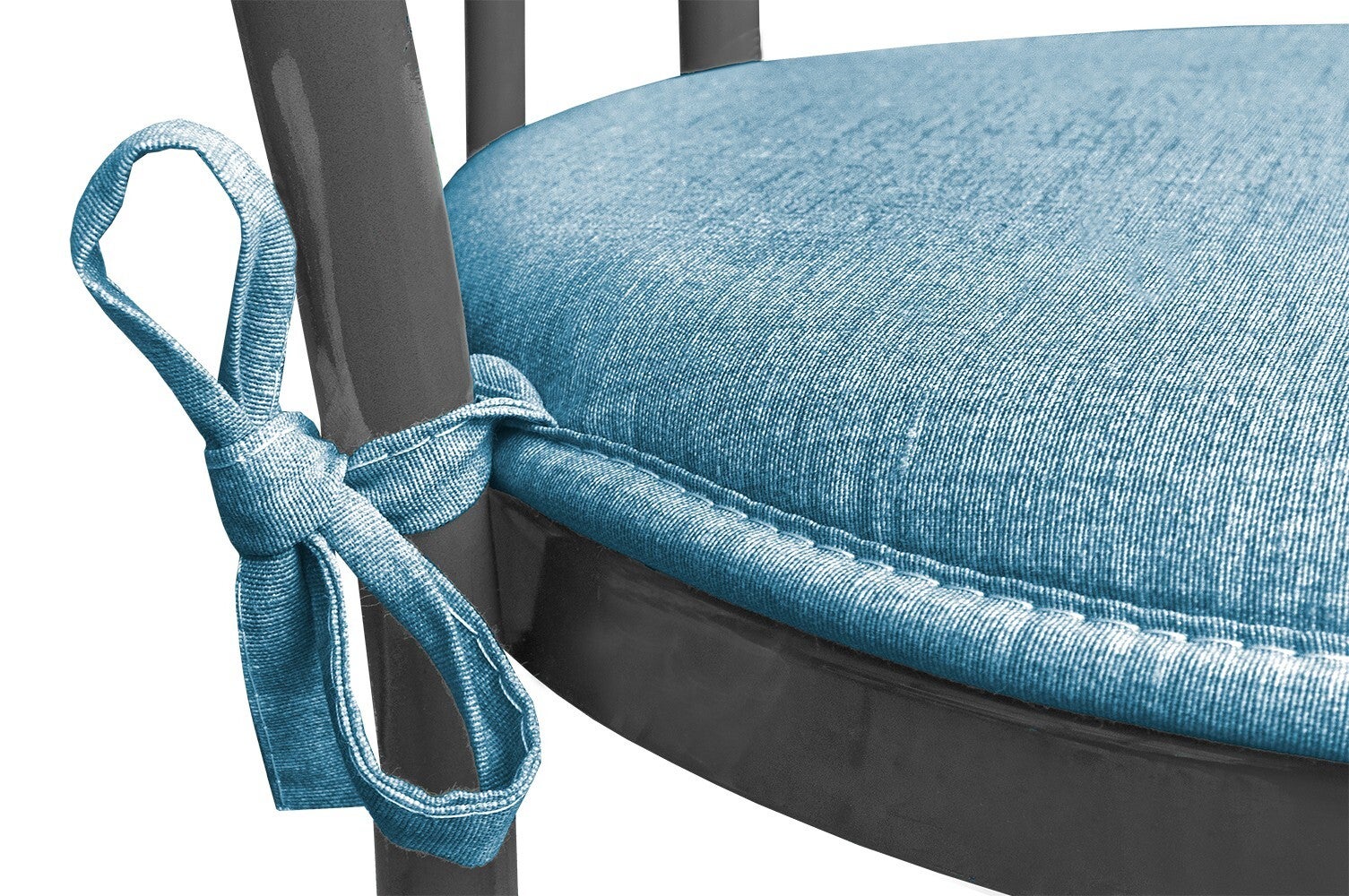 Lot De 4 Coussins De Chaise Rond Coton Lavable Doux Housse De Chaise Couleur Unie Pastel Bleu - 3