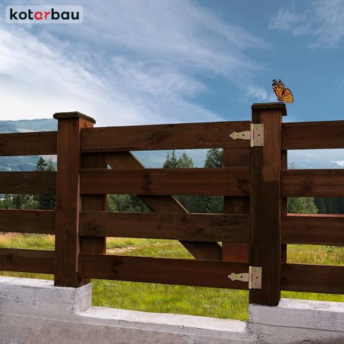 Lot de 2 Charnières de Porte en Croix Galvanisé - 100 mm - Doré - Charnière à Portail de Jardin - KOTARBAU - 7