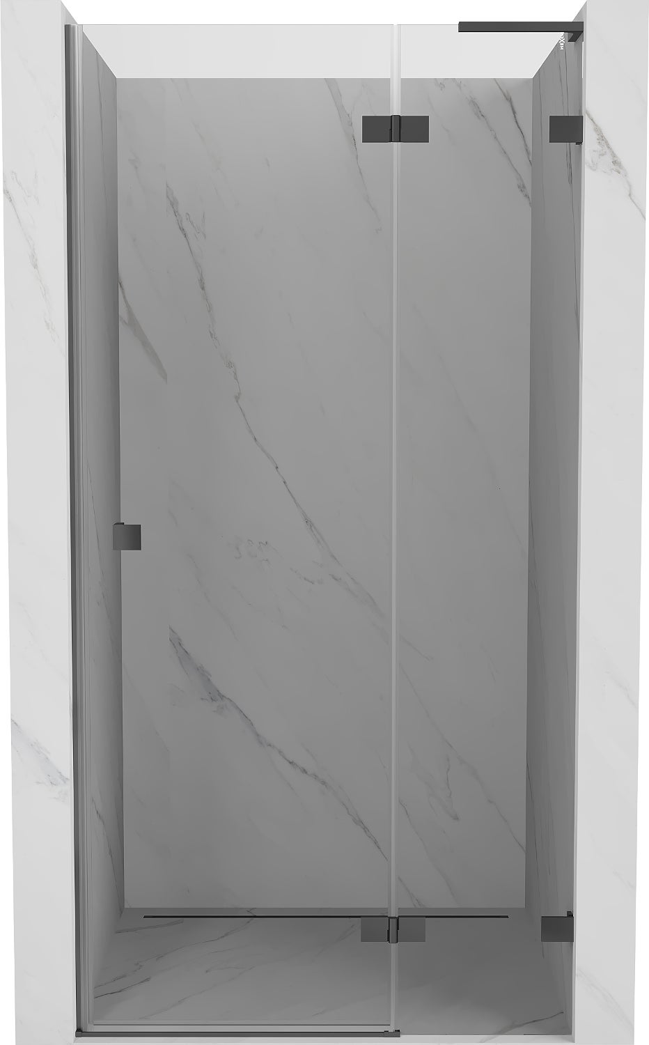Mexen Lunar L drzwi prysznicowe uchylne prawe 85 cm, transparent, gun metal - 834L-085-000-95-00-P