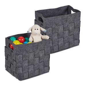 Panier De Rangement En Feutrine Gris Anthracite TENDANCE 32