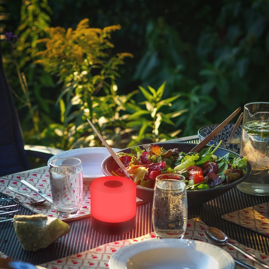 Lampe de table LED rechargeable RGB - IP44 - 70x70 mm - Noir - 4 modes tactiles - blanc chaud - couleurs - 1,5W - 100lm - B.K.Licht - 6